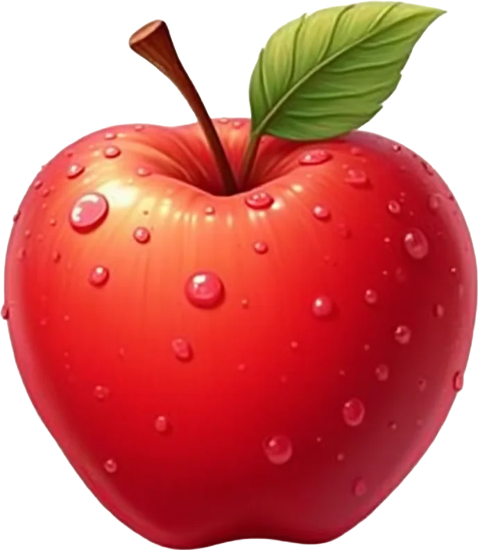 Red Apple with Water Drops